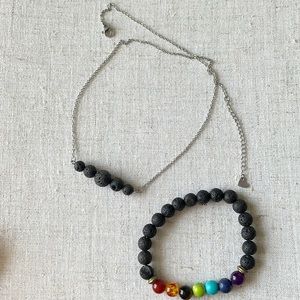 Lava Stone Necklace & Bracelet